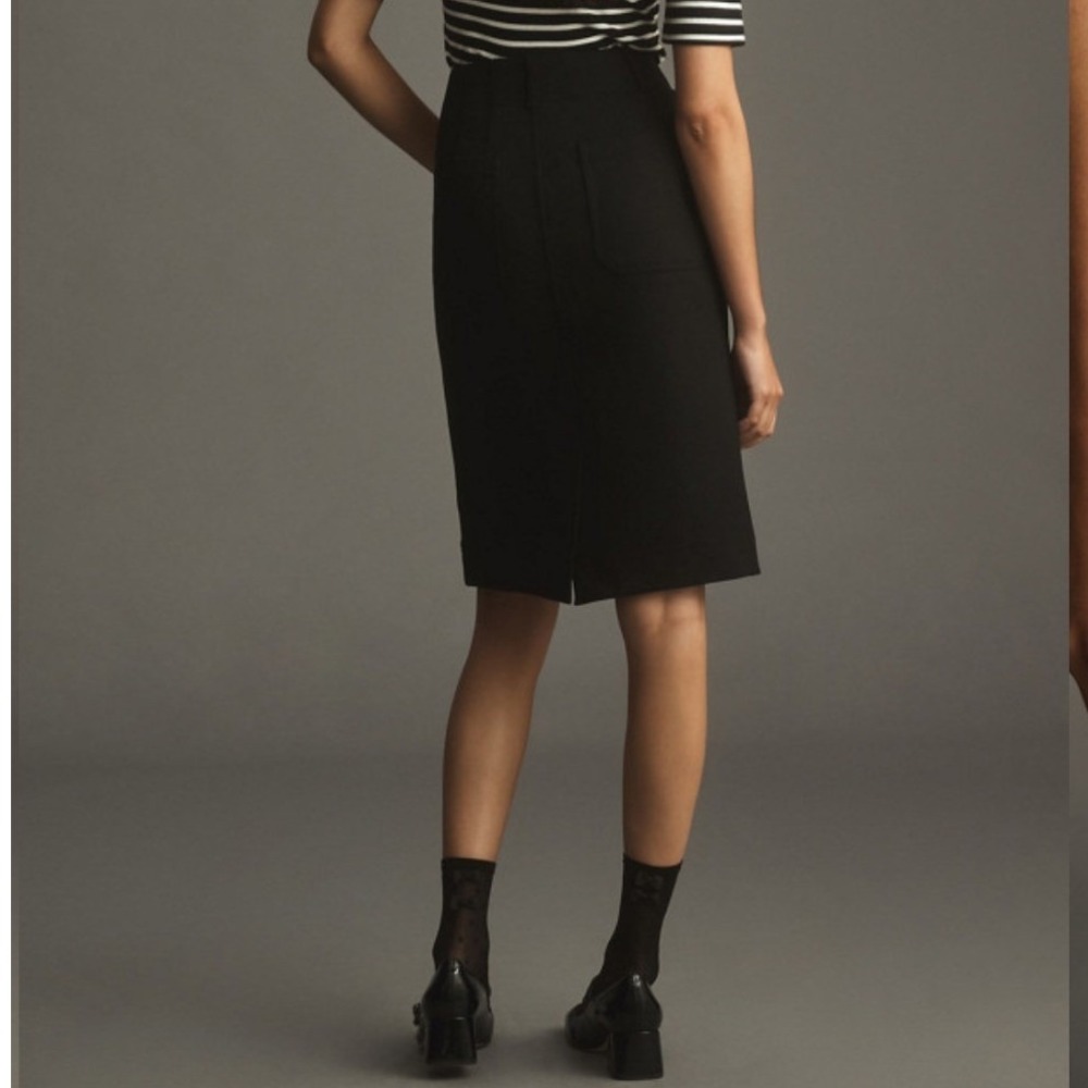Maeve Anthropologie Colette Ponte Skirt Black High Waisted Pencil Pocket Knee XS - Picture 2 of 11